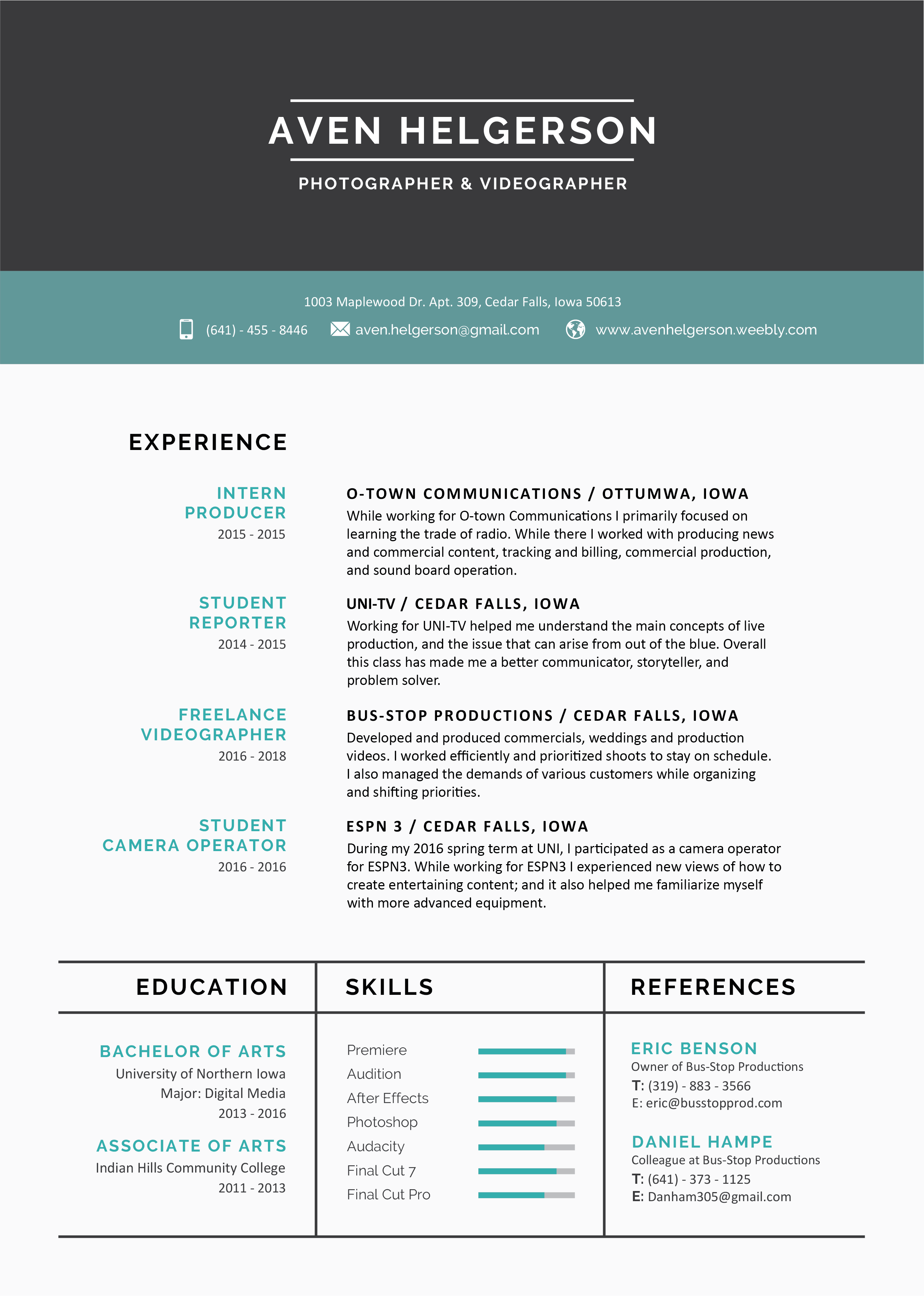 Contacts and Resume - AVEN HELGERSON